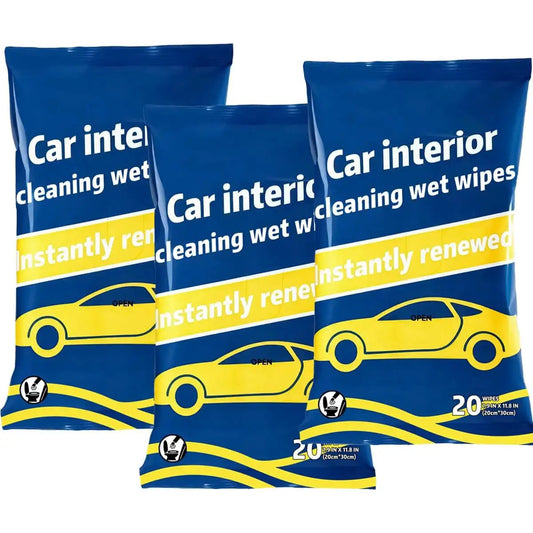 Plant Based Car Interior Cleaning Wipes Multi Surface Cloths Super Absorbent packaging design
