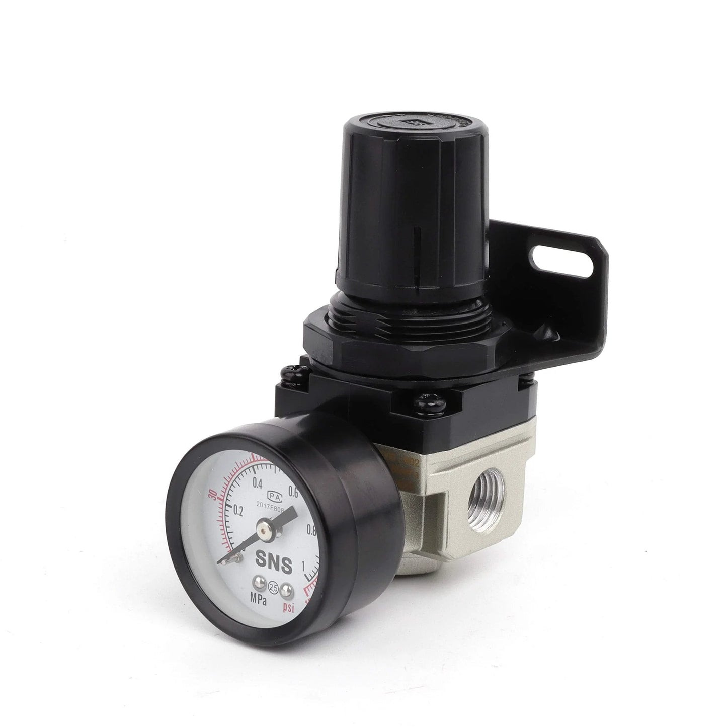 Adjustable 0 To 150 PSI Air Compressor Regulator With Gauge And Bracket One Quarter Inch NPT Female Thread Aluminum AR2000 N02