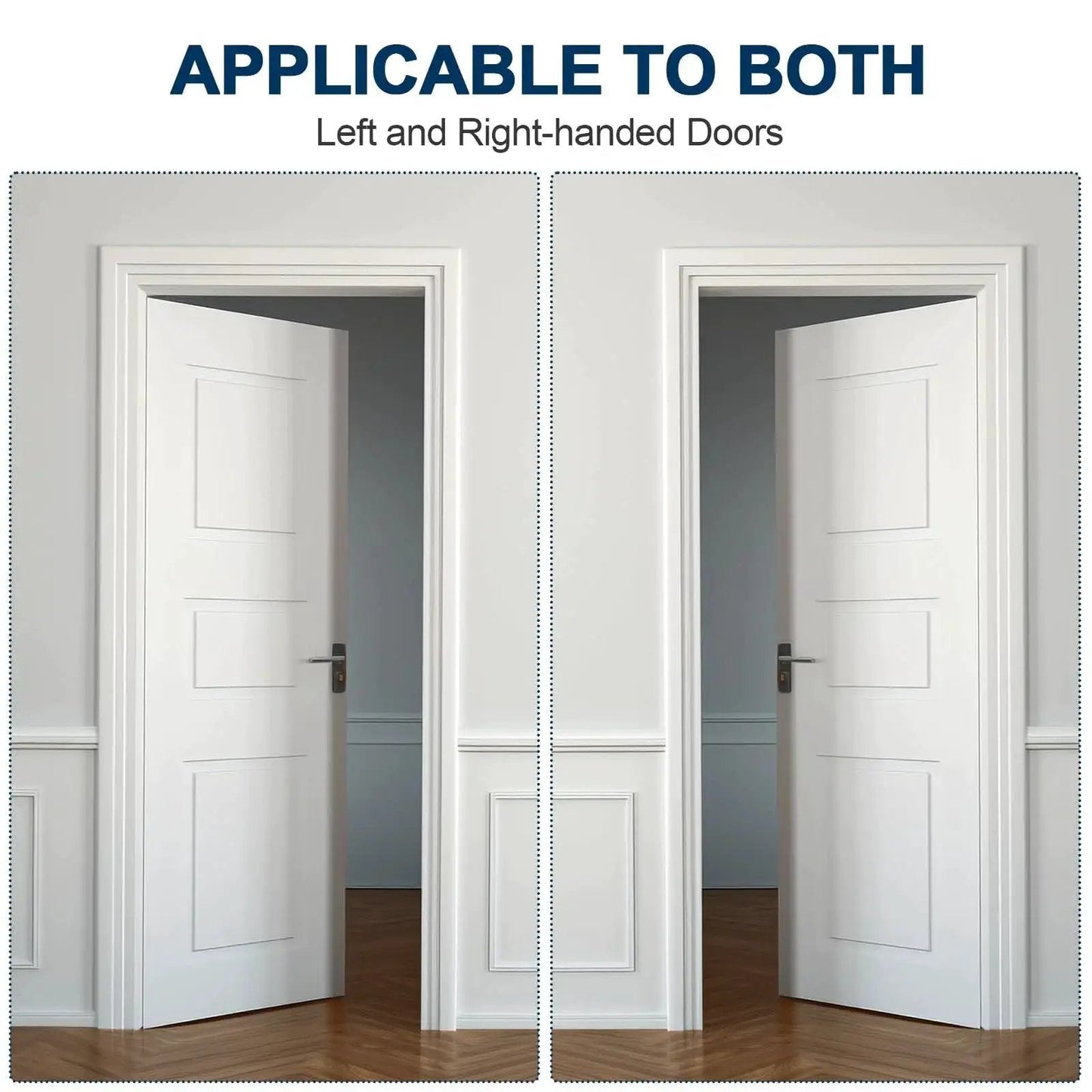 4 Inch Self Closing Door Hinges Spring Loaded Adjustable Tension For Garage Front And Back Doors Brushed Nickel UL Listed Left Or Right Hand Hardware With Five Eighth Inch Radius Corners Pack Of 2 installed on left and right doors