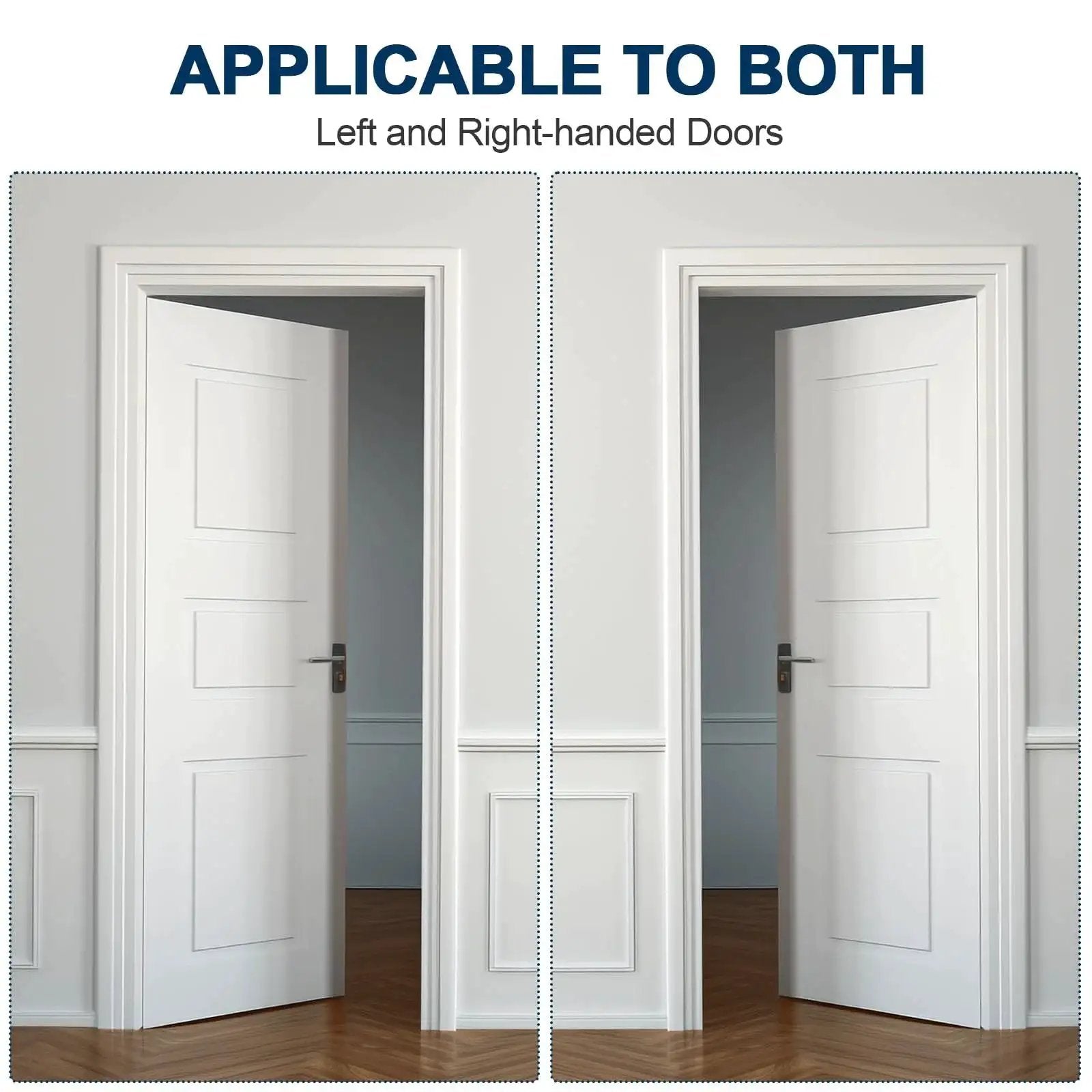 4 Inch Self Closing Door Hinges Spring Loaded Adjustable Tension For Garage Front And Back Doors Brushed Nickel UL Listed Left Or Right Hand Hardware With Five Eighth Inch Radius Corners Pack Of 2 installed on left and right doors