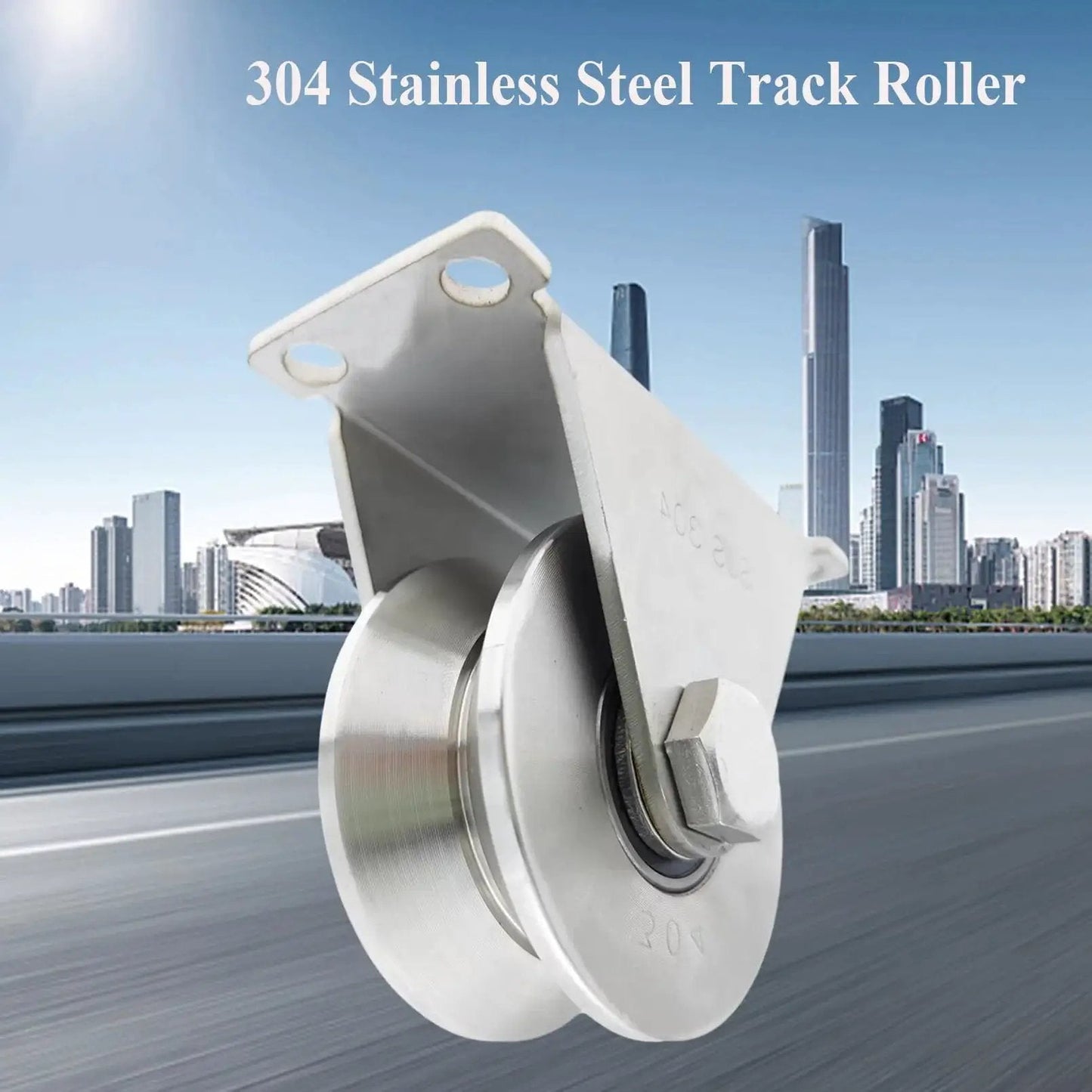 Stainless Steel 304 V Groove Gate Wheels Heavy Duty Track Roller With Double Bearing Plate Caster And V Shaped Bracket