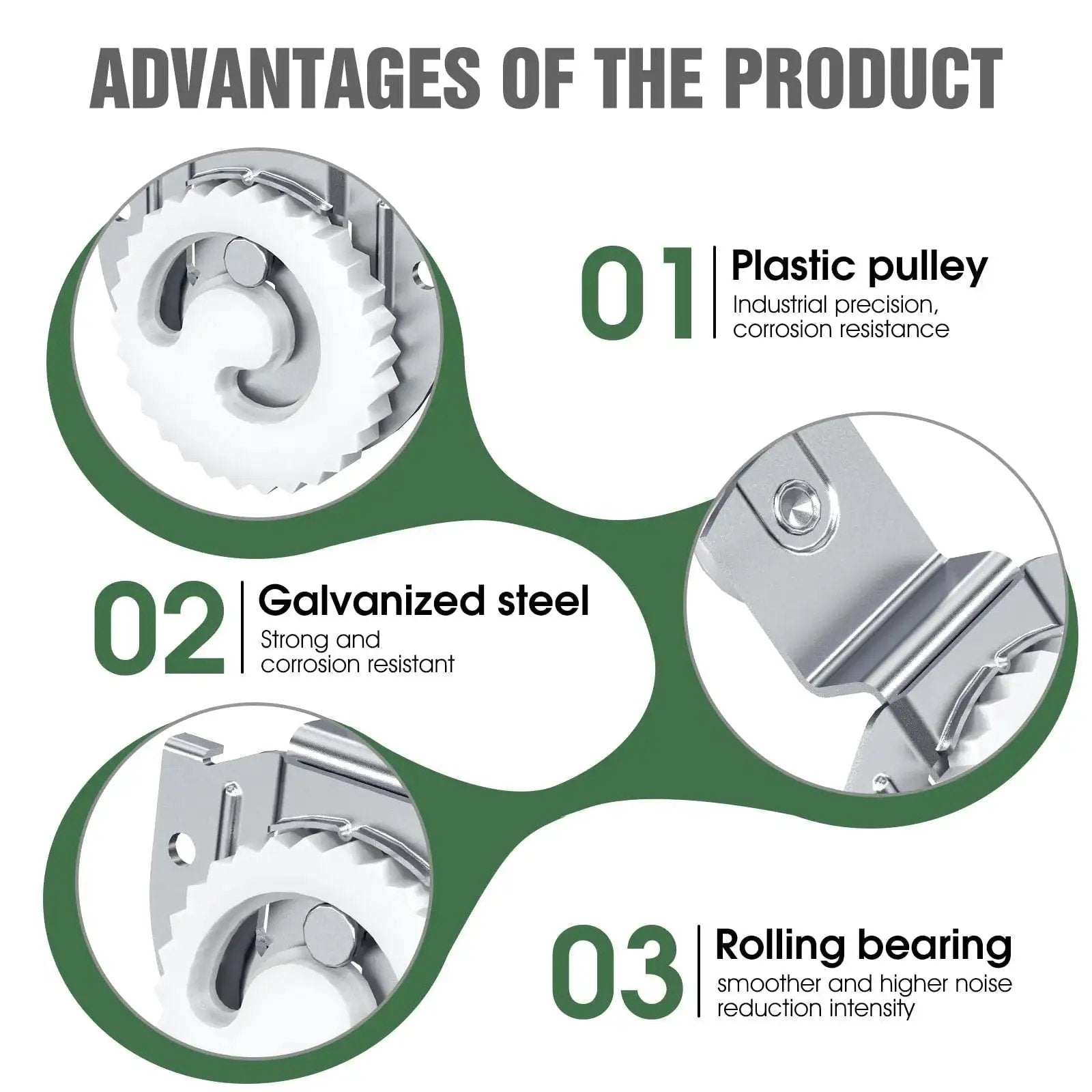 Close-up of Sliding Closet Door Roller Set For Wardrobes Replacement Rollers Hardware Kit In Silver showing components and features.