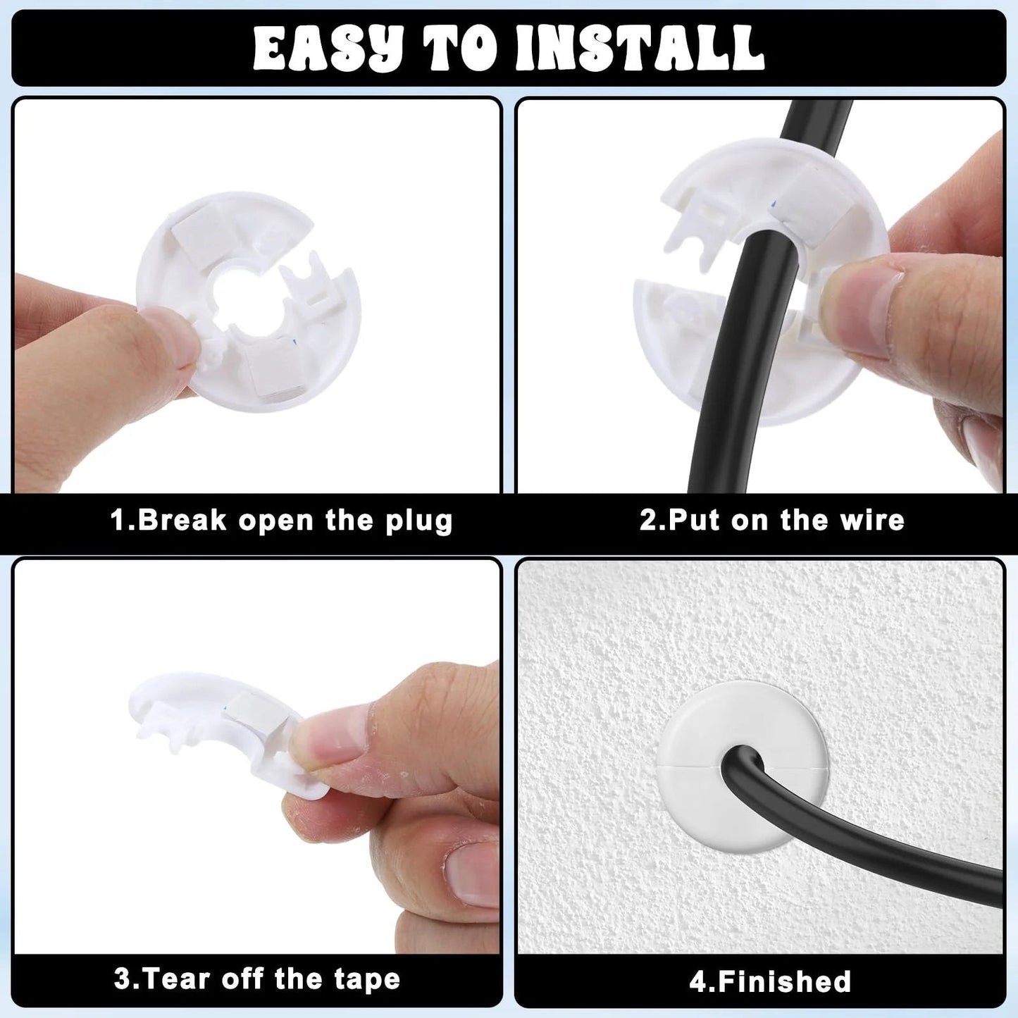 4 Pack Wall Grommets For Cables With Adhesive Backing, Anti Slip Cable Pass Through Hole Covers For Walls And Furniture, Starlink