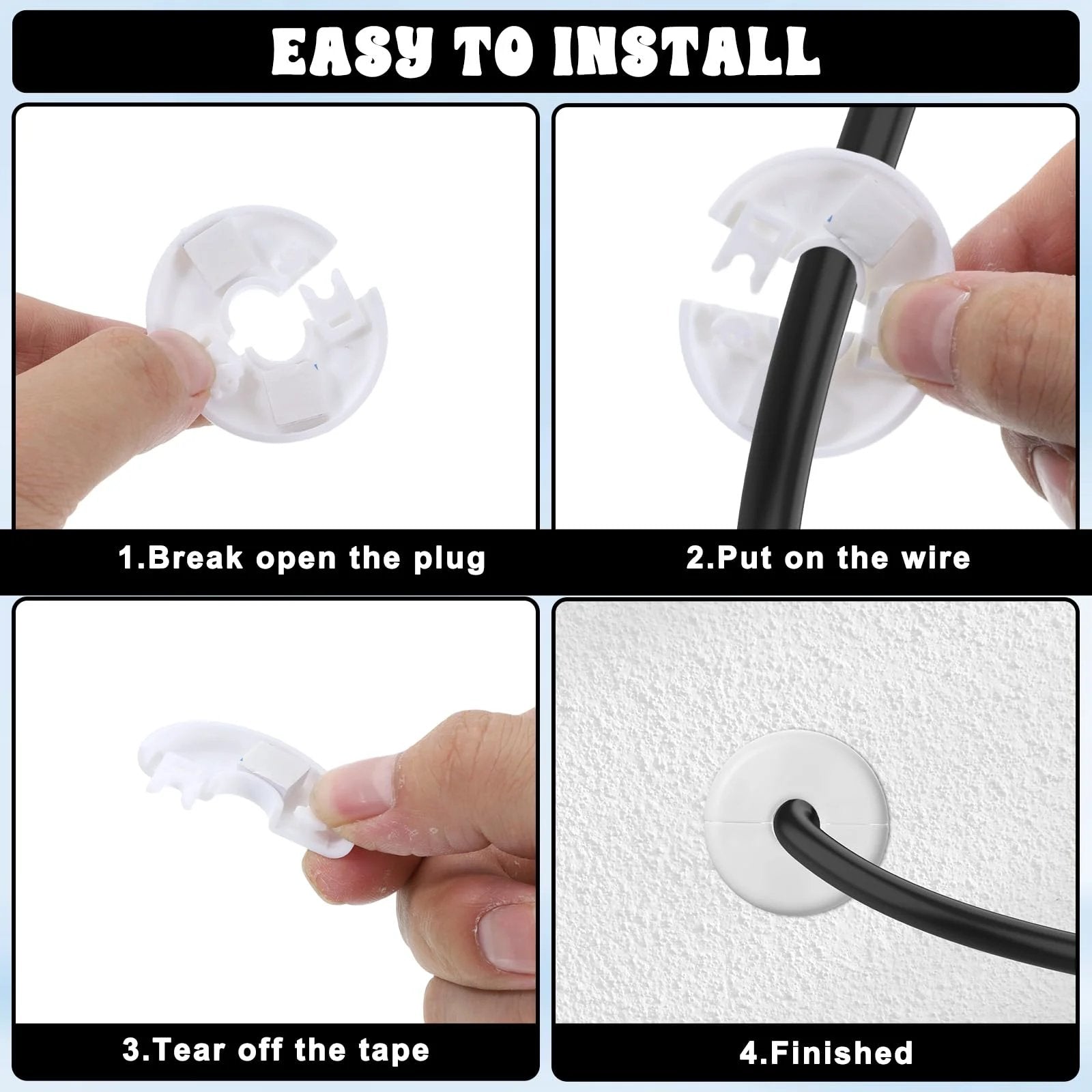 4 Pack Wall Grommets For Cables With Adhesive Backing, Anti Slip Cable Pass Through Hole Covers For Walls And Furniture, Starlink