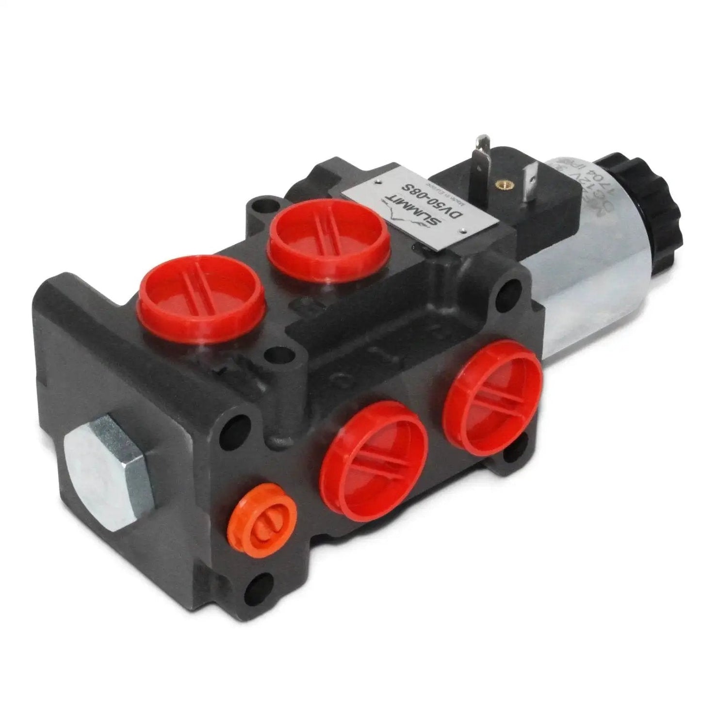 Hydraulic Multiplier Diverter Valve with switch for easy added circuit control, 13 GPM flow, 3625 max PSI, 6 ports, SAE ORB threads