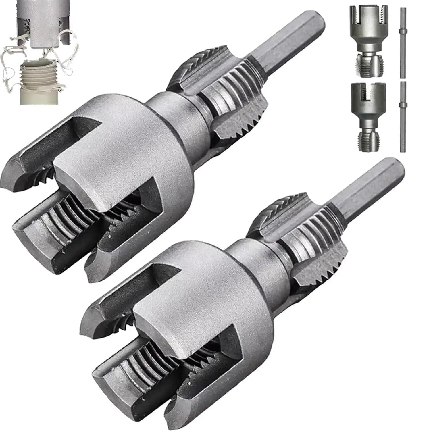 Dual Function Pipe Threading Tool Kit 2 In 1 Internal And External Threading For PVC Pipes One Half Inch And Three Quarters Inch