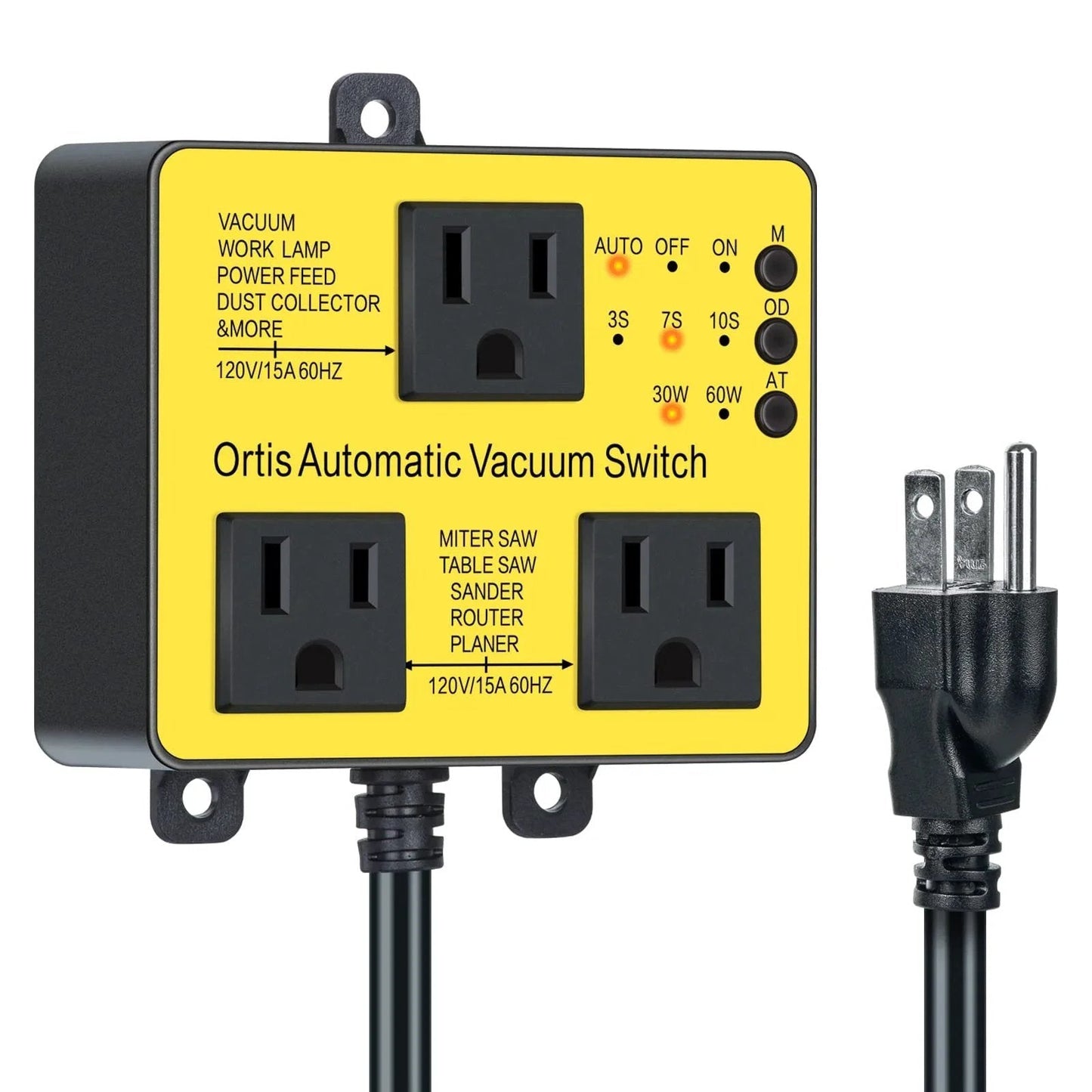 Automatic Vacuum Switch With Extra Outlet For More Power Tools No More Cord Clutter Ortis Dust Control Autoswitch