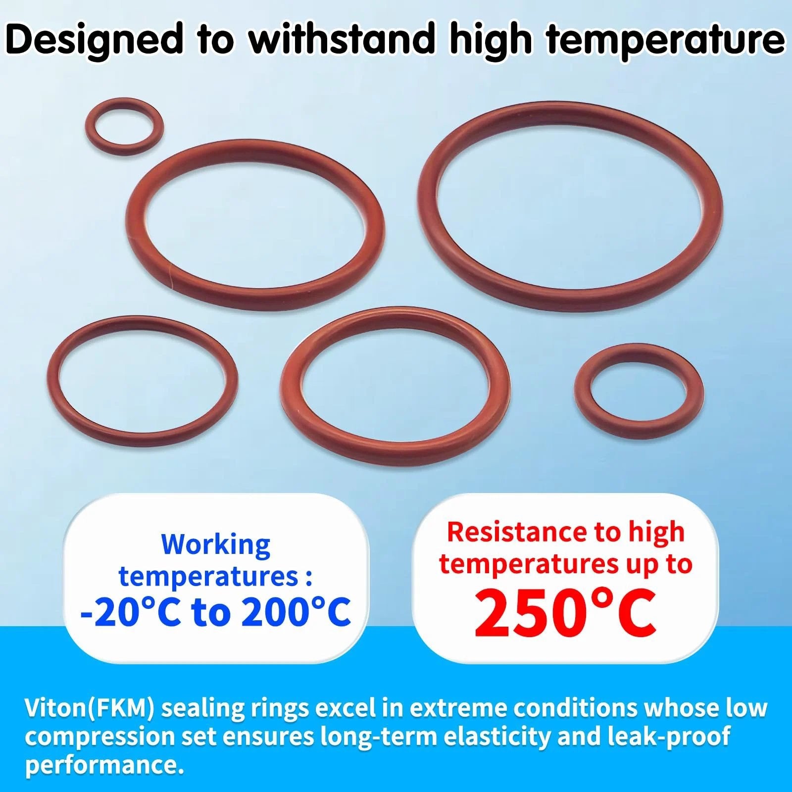 Viton O Ring Kit 300 Pcs FKM 22 Sizes SAE AS568 Auto Fluid System O Rings Set High Temp Oil Resistant Assortment