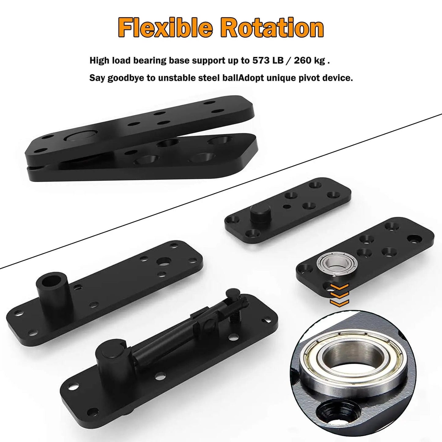 Hidden Door Hinge Set 304 Stainless Steel Beefy Heavy Duty Pivot Hinge With 573Lb Load Rating shown disassembled with parts visible