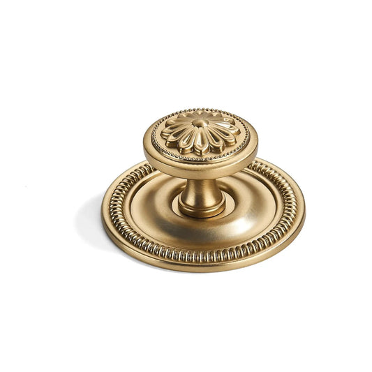 2 Pack 2.5 Inch Brushed Brass Cabinet Knobs With Vintage Backplates For Cabinets Doors And Drawers showing detailed design