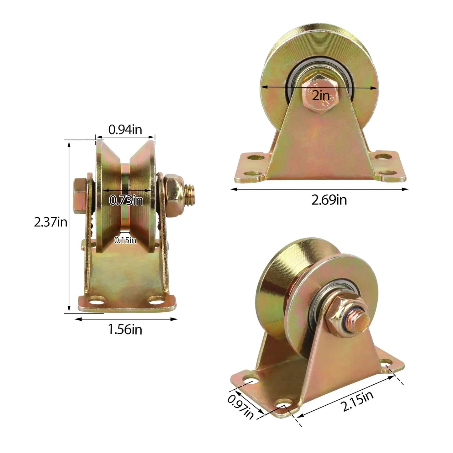 Heavy Duty 2 Inch V Groove Caster Wheels Set For Industrial Machines With Smooth Rolling And Double Bearings For Sliding Gates