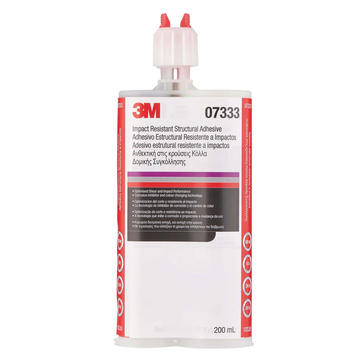 Impact Resistant Structural Adhesive 07333, Two-Part Epoxy for Automotive OEM Repair, 200 mL Cartridge, Purple