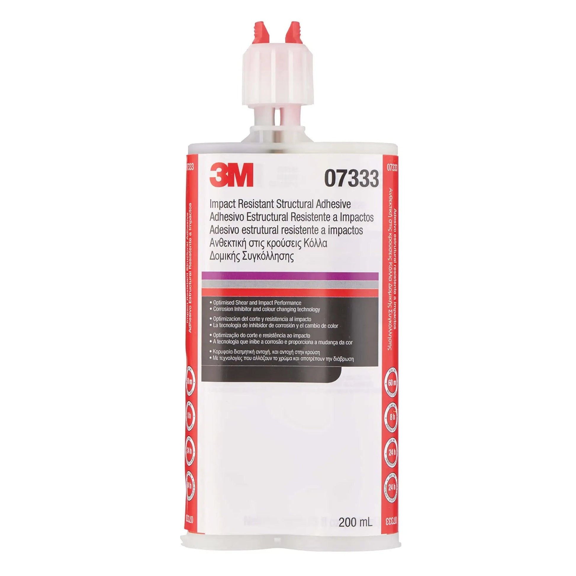 Impact Resistant Structural Adhesive 07333, Two-Part Epoxy for Automotive OEM Repair, 200 mL Cartridge, Purple