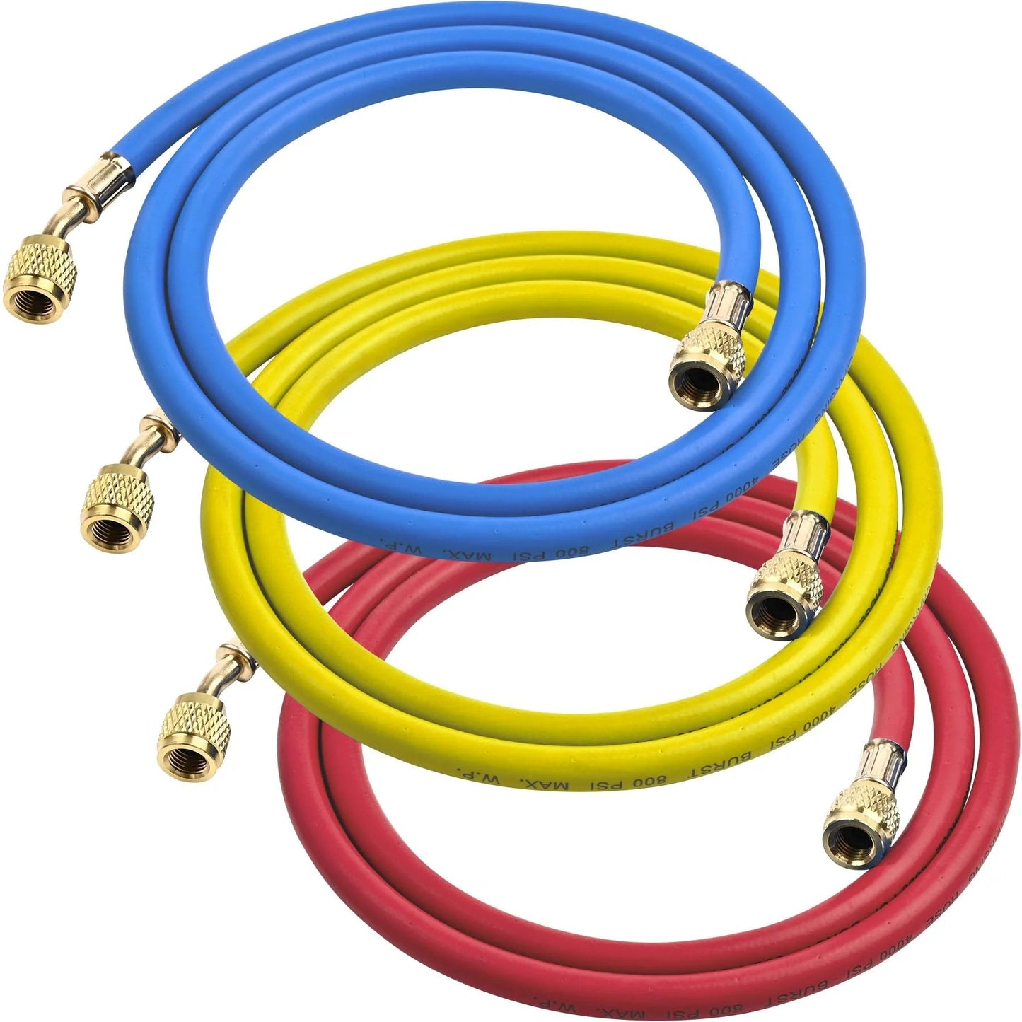 Pro Grade 72 Inch Low Loss Vacuum Certified Manifold Hose Set For R410A And All Common Refrigerants 800 PSI Pack Of 3