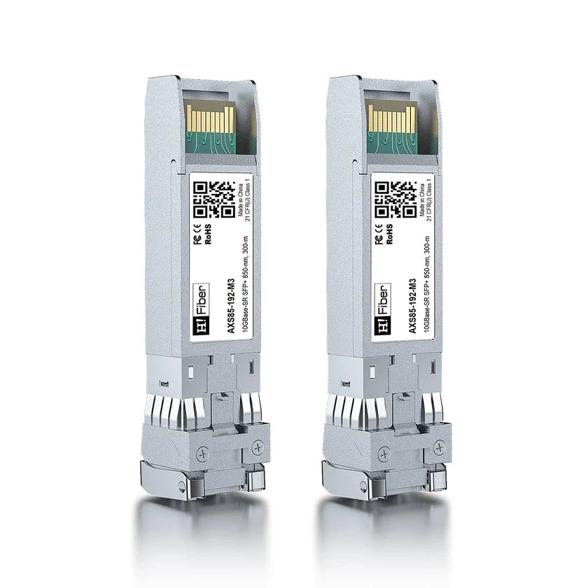 10GBase SR Multimode Fiber SFP Plus Transceiver For 10 Gigabit Ethernet 850nm MMF Duplex LC Supports OM3 OM4 Up To 300m 2 Pack Compatible With Cisco Meraki Ubiquiti Mikrotik Netgear And More