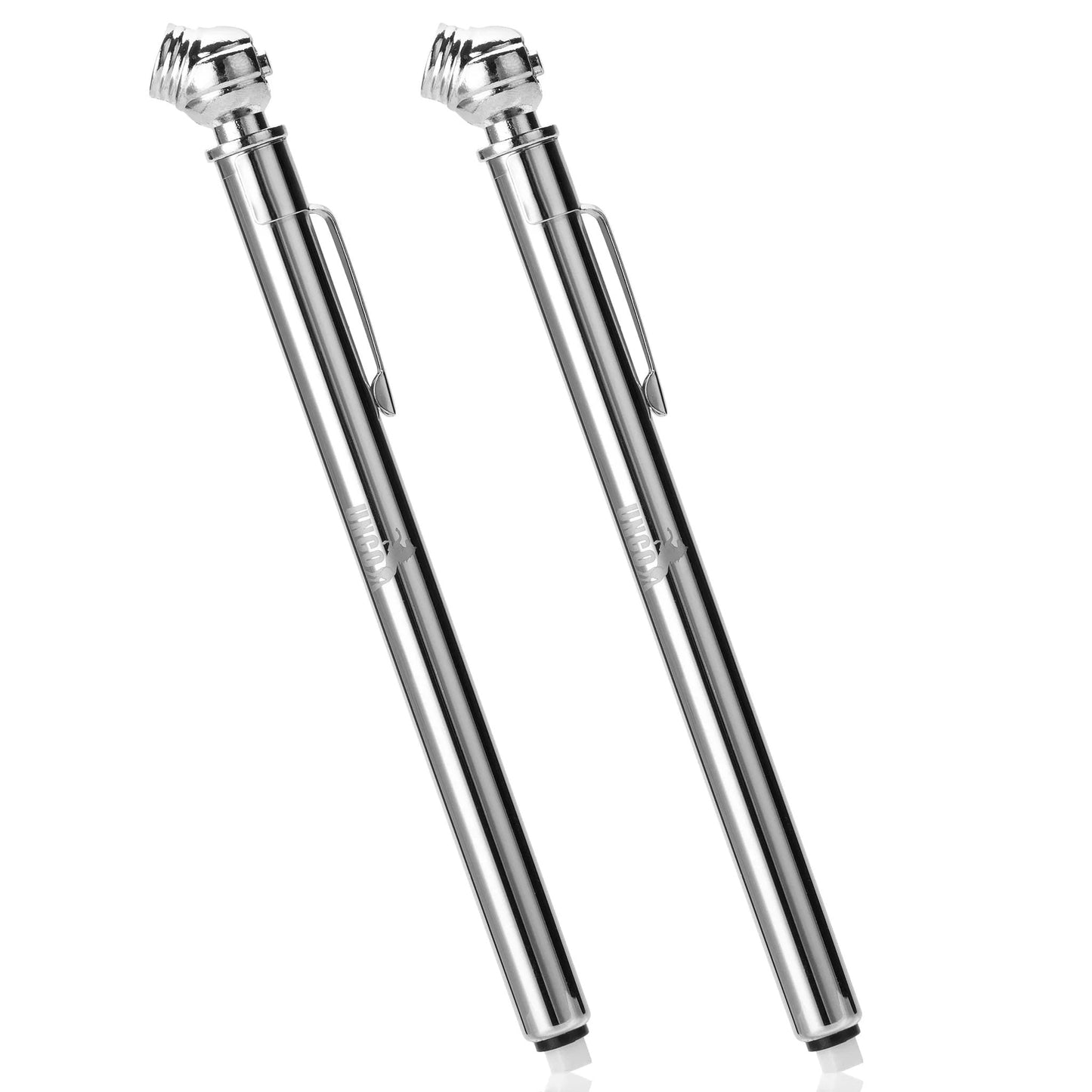 Two Pack Pencil Tire Gauge For Cars 10 To 75 PSI 70 To 550 kPa 0.7 To 5.5 BAR Stainless Steel Construction With Rust And Corrosion Resistant Seal