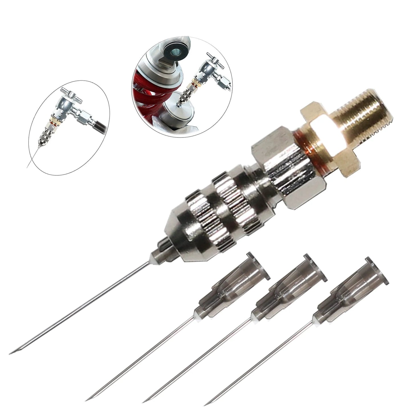 Nitrogen Needle Valve Kit for Shock Absorbers With Schrader Valve 5 Piece Set for Nitrogen Charging and Pressure Testing