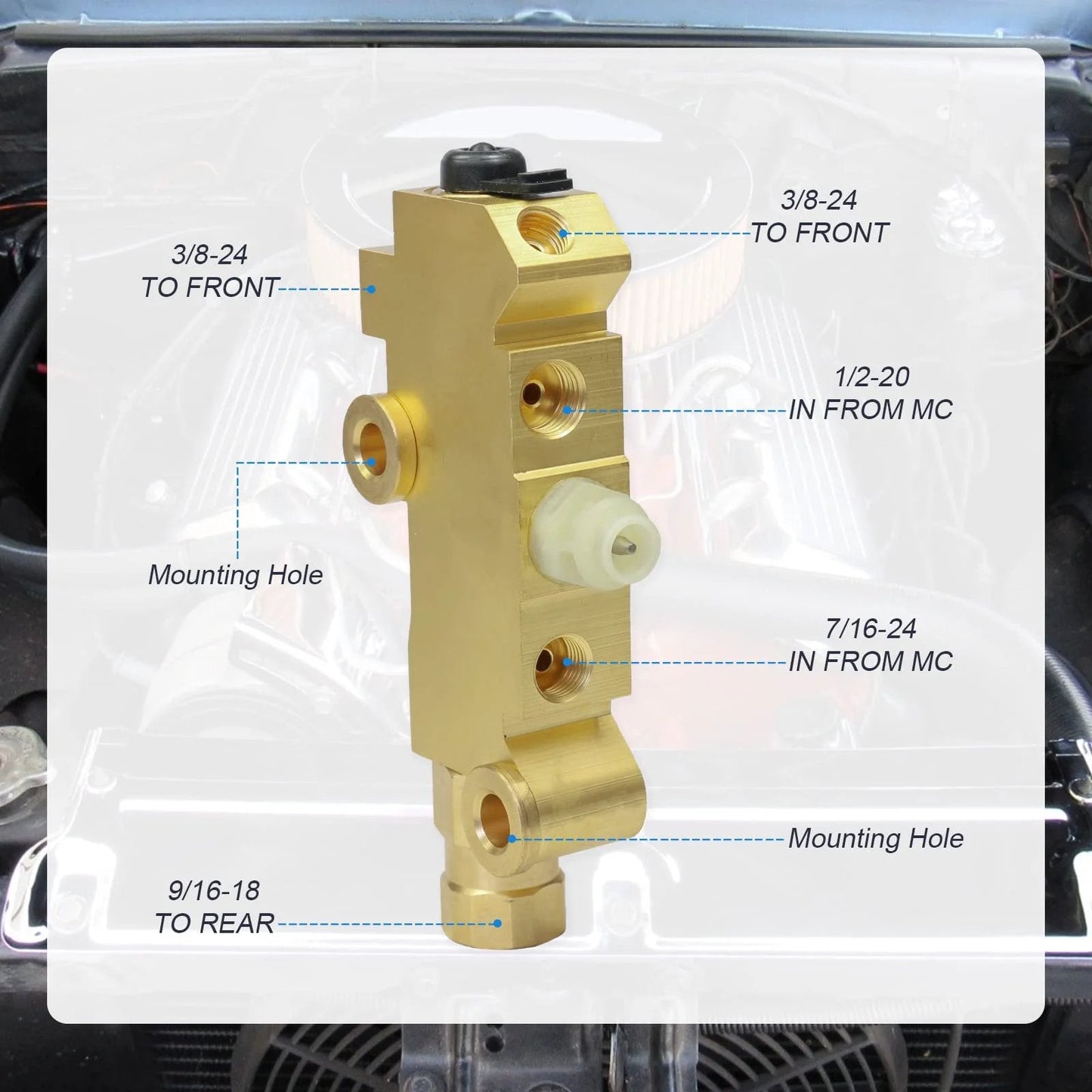 PV2 Brass Proportioning Valve For Disc Front Disc Rear Drum Brakes Beefed Up Replacement 172-1353 25509419