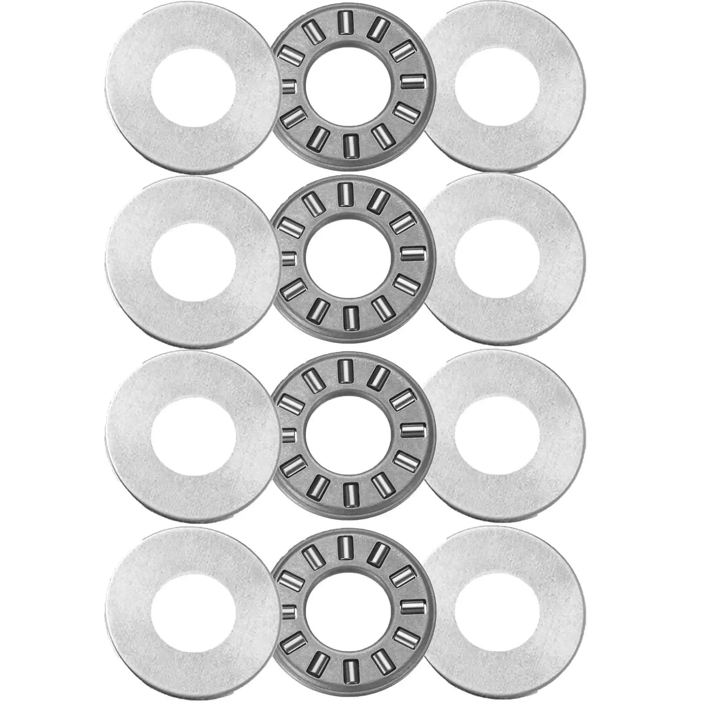 Set Of Four NTA613 Thrust Needle Roller Bearings With TRA613 Washers, Bore Three Eighths Inch And Outer Diameter Thirteen Sixteenths Inch
