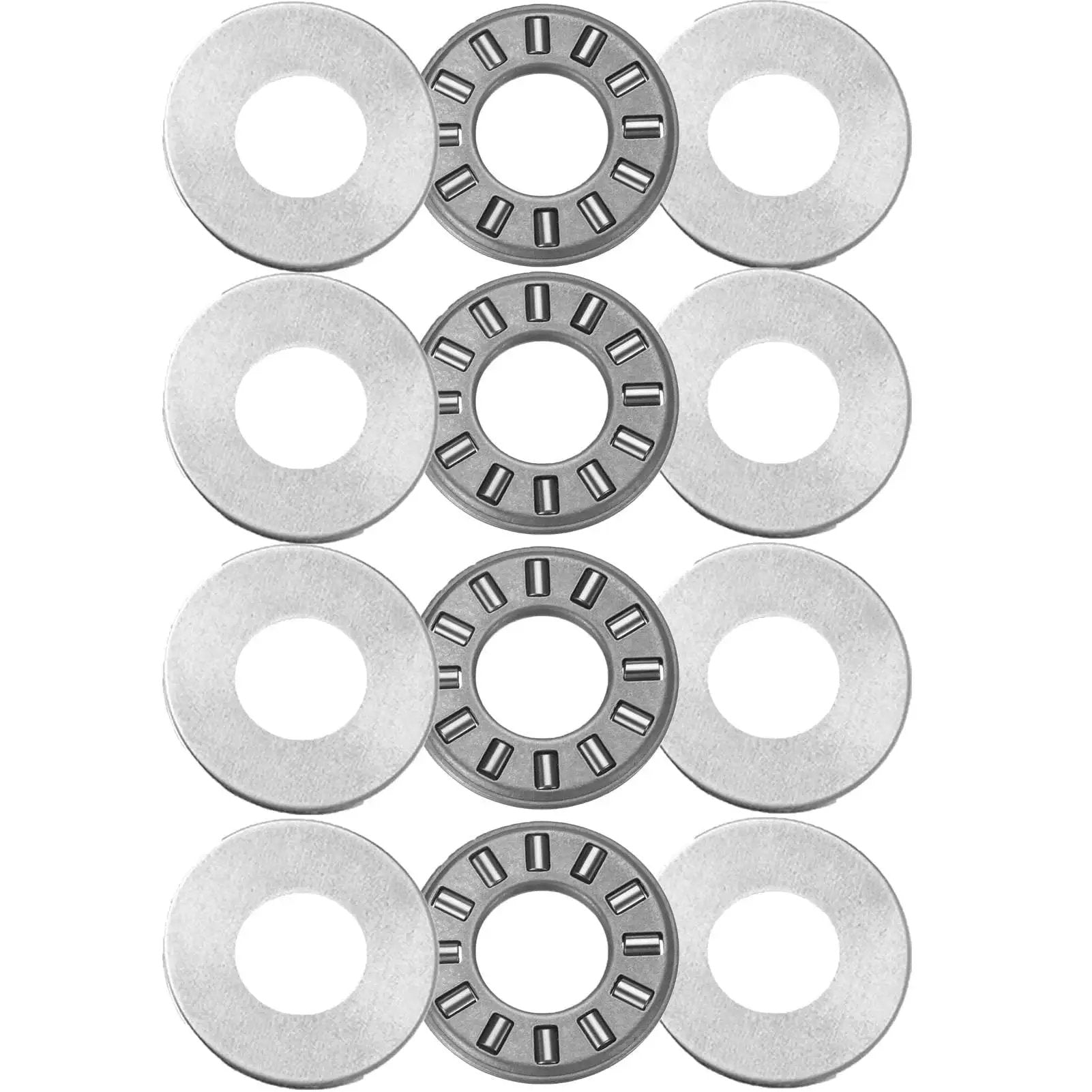 Set Of Four NTA613 Thrust Needle Roller Bearings With TRA613 Washers, Bore Three Eighths Inch And Outer Diameter Thirteen Sixteenths Inch