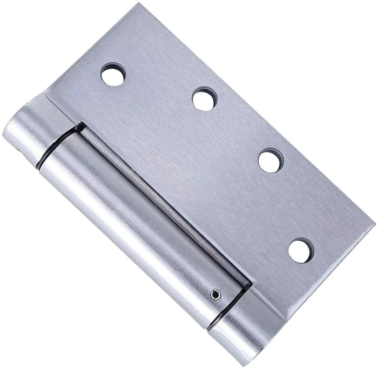 Heavy Duty Stainless Steel Door Hinge Set Pro Grade 4.5 Inch By 4.5 Inch Self Closing Reversible Spring Hinges UL Listed With Complete Installation Hardware 2 Pack
