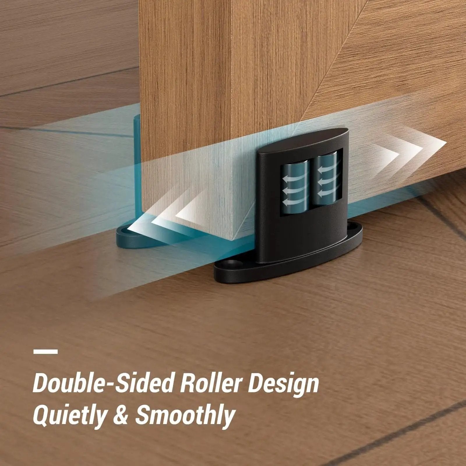 Floor Guide For Sliding Barn Door Bottom With Double Sided Roller Design Concealed Pulleys For Smooth Quiet Sliding Fits Doors