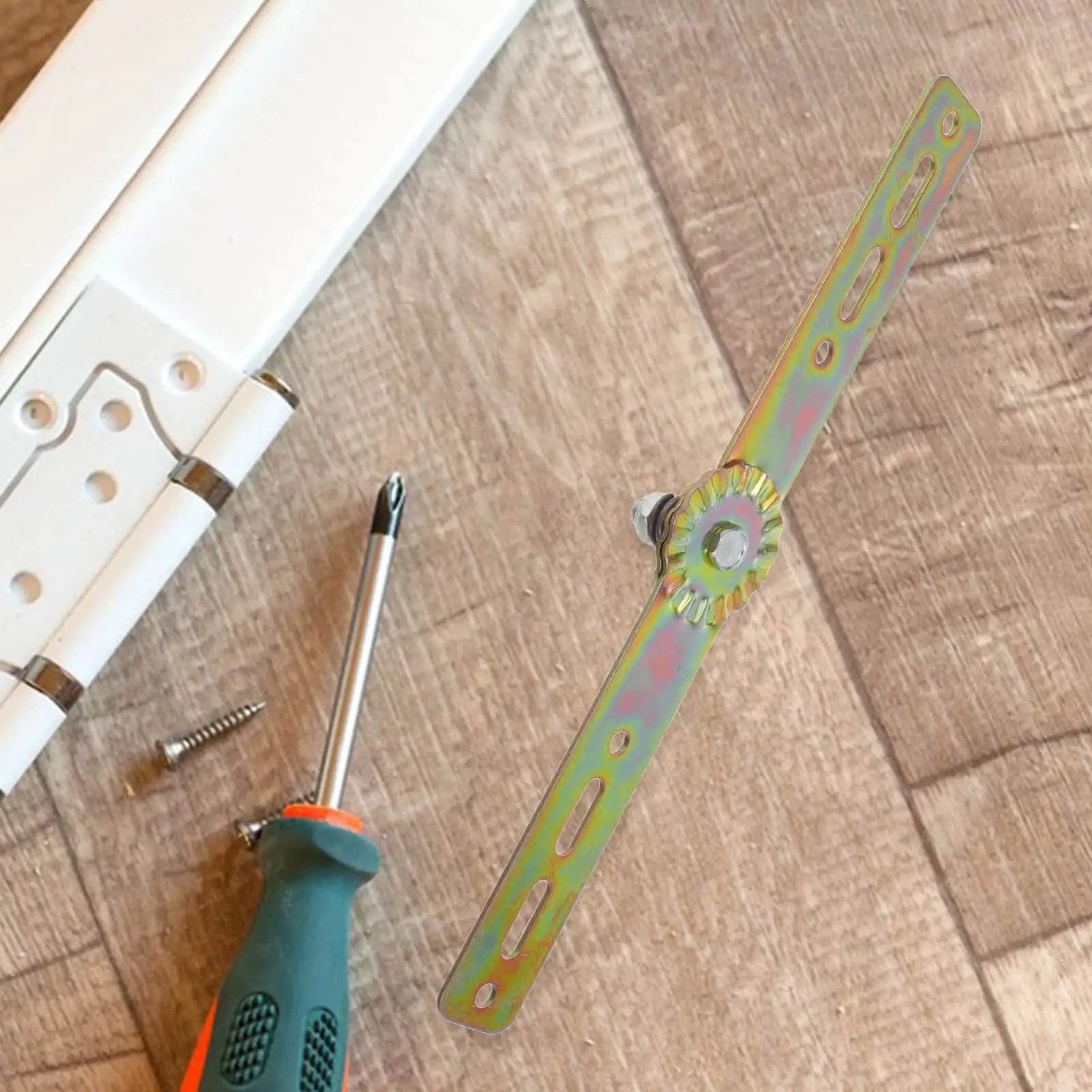 Heavy Duty Adjustable Angle Sofa Hinge With Automatic Reset Function For Bed Cabinet And Recliner Gear, shown with screwdriver