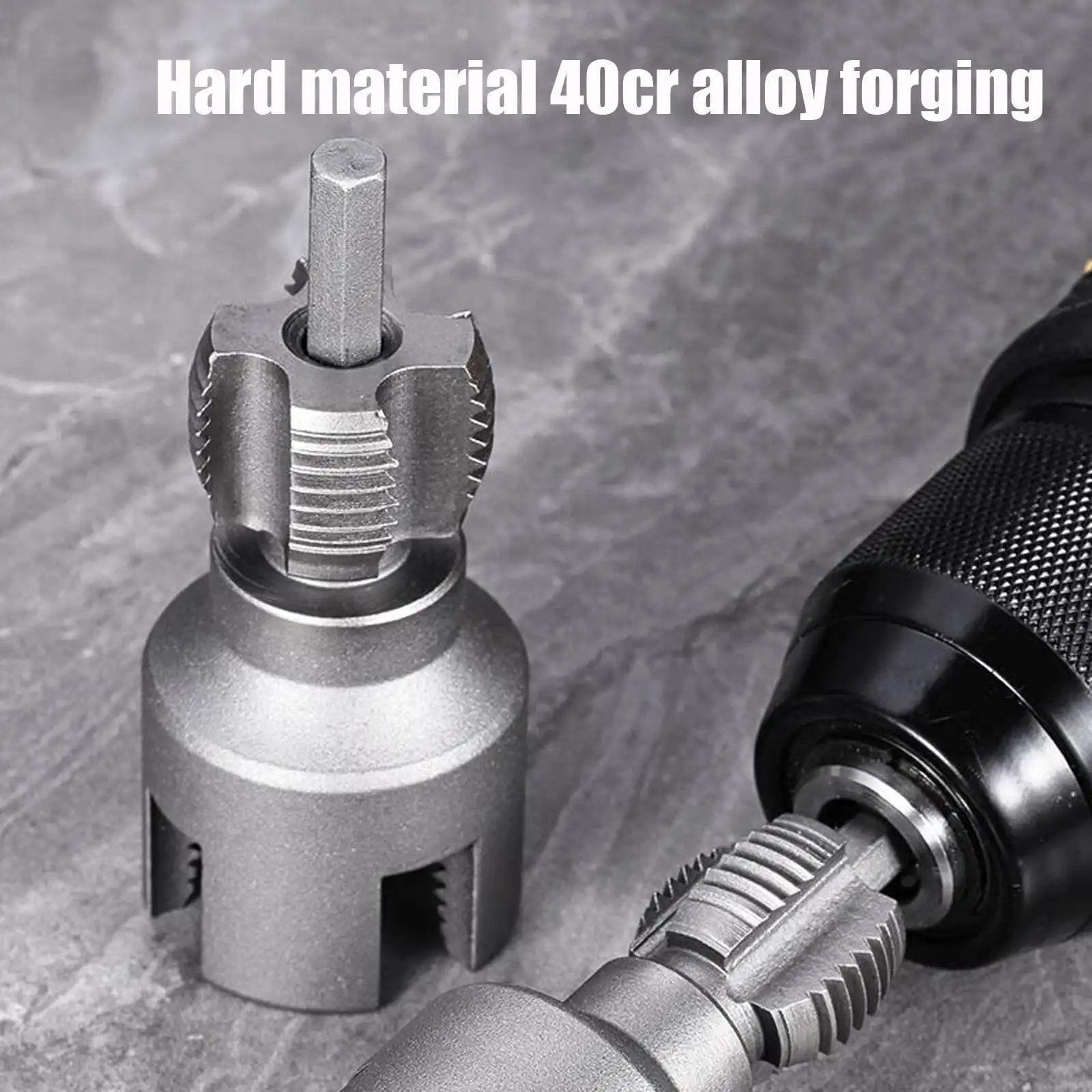 2 In 1 Internal And External Pipe Threading Tool For One Half And Three Quarter Inch PVC Pipe, electric drill compatible