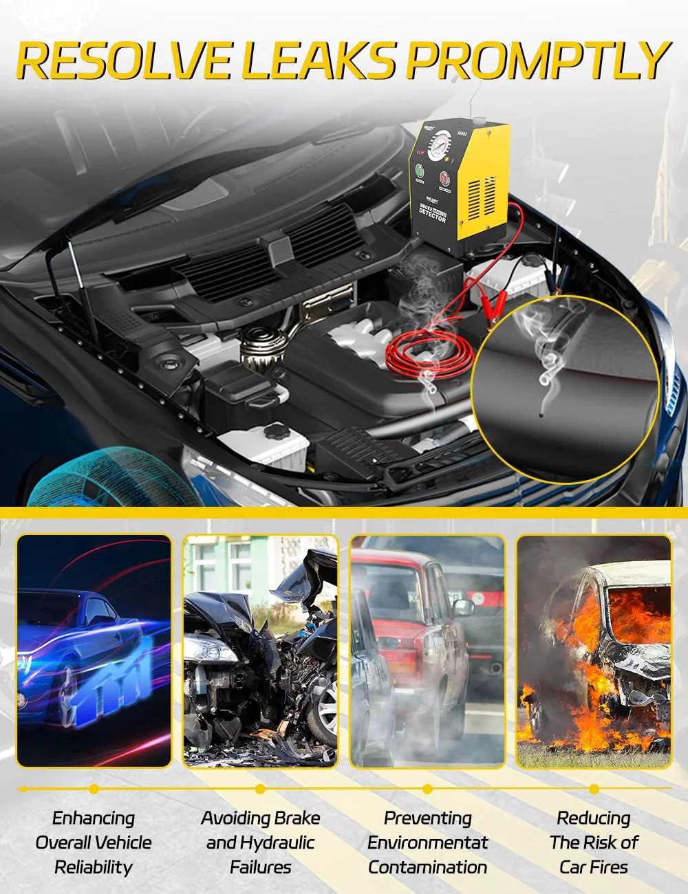Car Smoke Tester For EVAP And Vacuum Leaks, 12V DC Automotive Smoke Machine For EVAP Exhaust And Intake System Leak Detection, Professional Grade Tool For Finding Leaks And Fixing Issues By Solary installed in vehicle engine