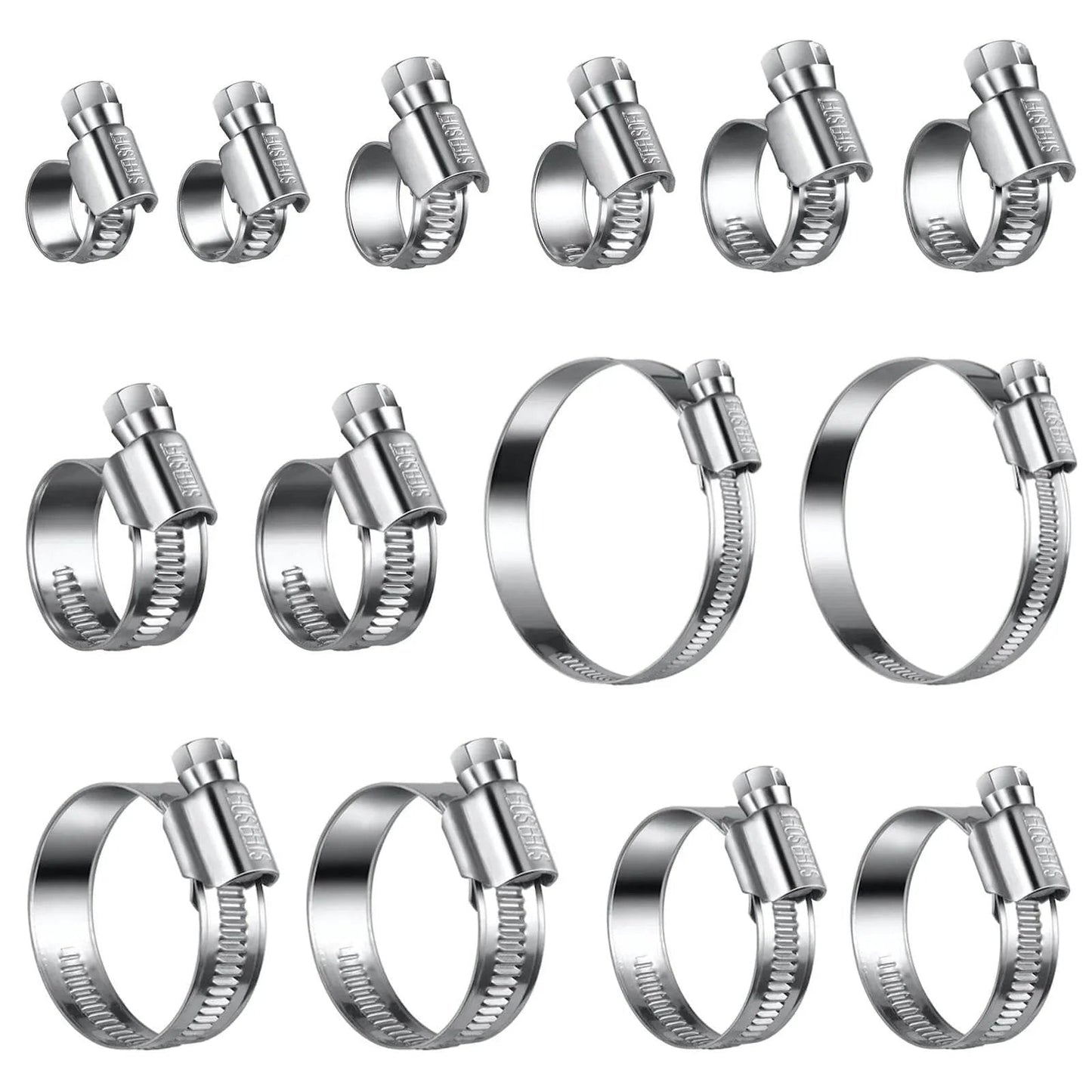 Non Slip Hose Clamp Assortment Twenty Pcs Five Sixteenth To One And One Quarter Inch Heavy Duty Worm Gear Clamps Stainless Steel 304