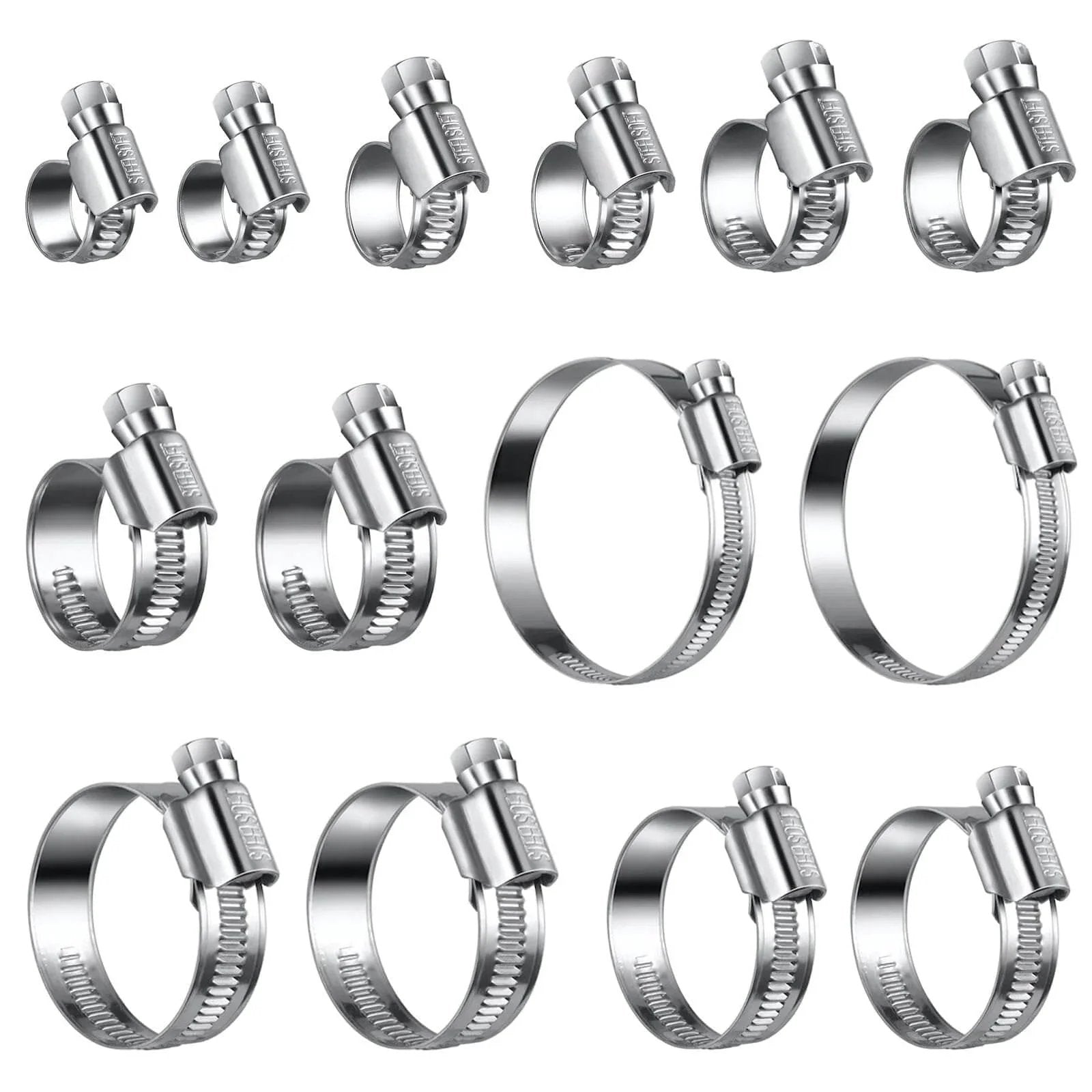 Non Slip Hose Clamp Assortment Twenty Pcs Five Sixteenth To One And One Quarter Inch Heavy Duty Worm Gear Clamps Stainless Steel 304