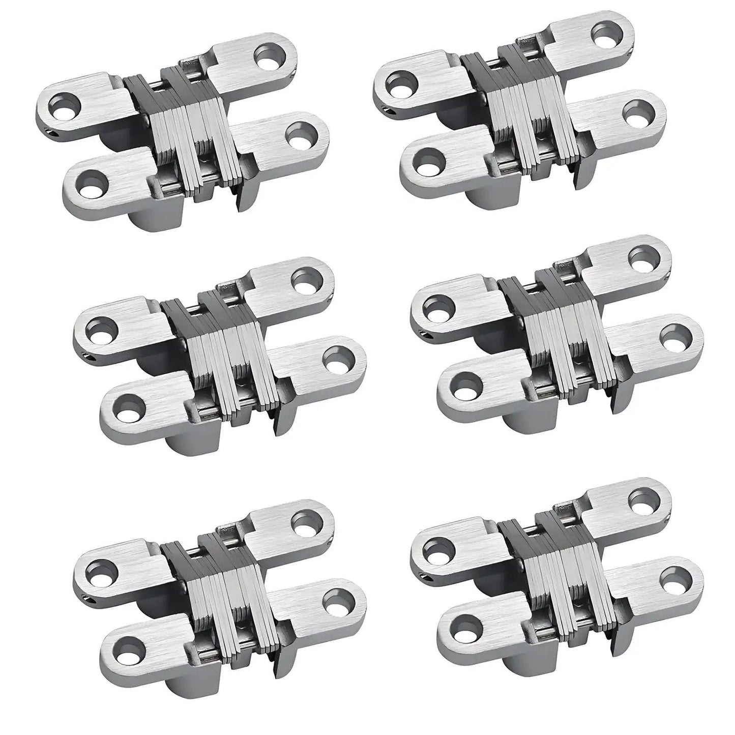 Hidden Door Hinge 6 Pack Stainless Steel Cross Hinges 180 Degree Invisible Gate Hinge for Folding Tables, Cabinets, and Screens Built Tough