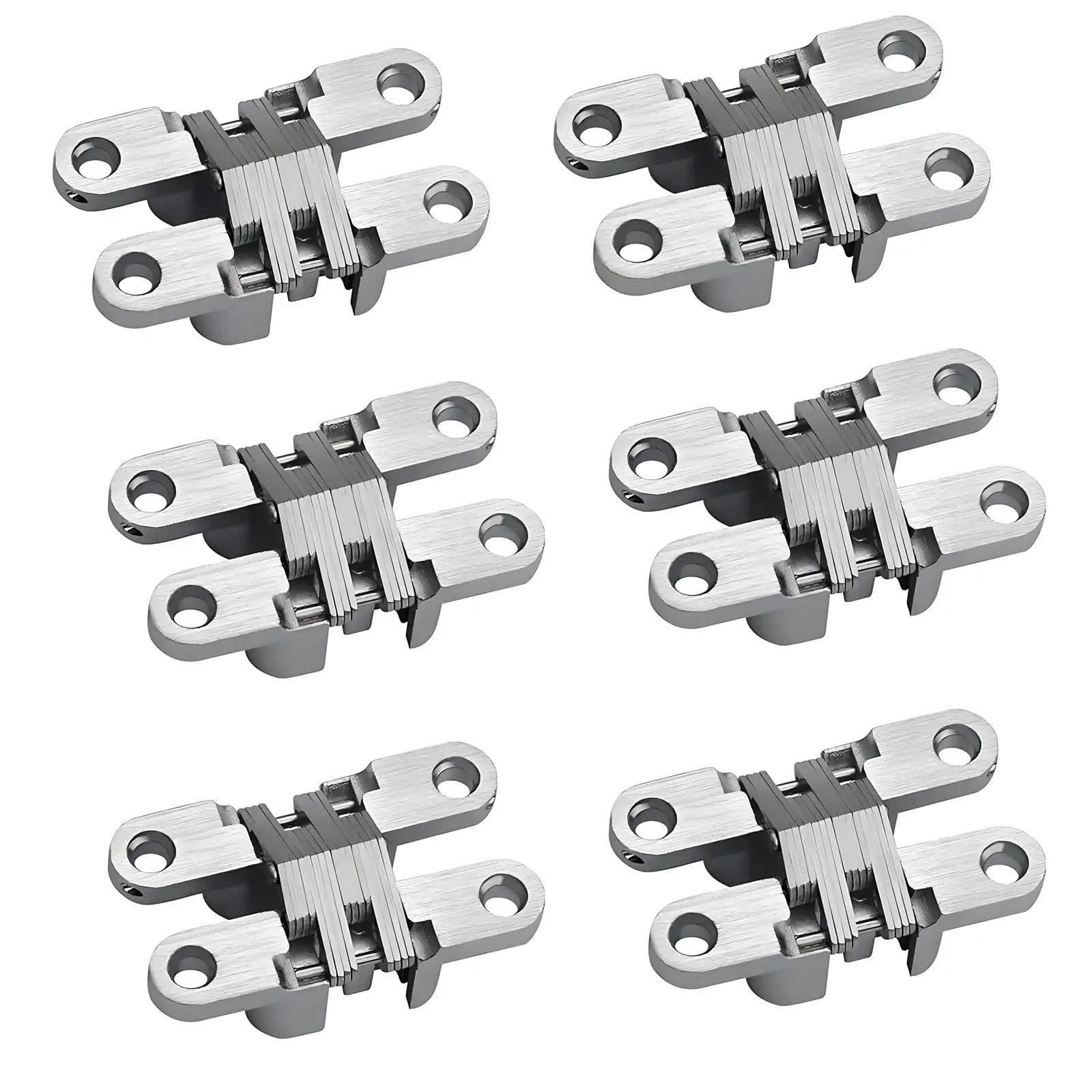 Hidden Door Hinge 6 Pack Stainless Steel Cross Hinges 180 Degree Invisible Gate Hinge for Folding Tables, Cabinets, and Screens Built Tough