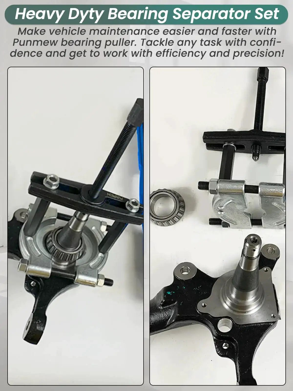 5 Ton Bearing Removal Puller Kit With 2 Inch And 3 Inch Jaws for wheel hub and axle bearing separator in use with metal parts
