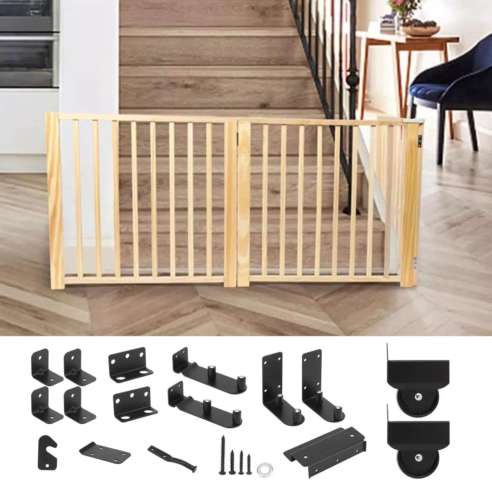 Heavy Duty Sliding Gate Hardware Kit With Adjustable Corner Braces And Gate Frame Brackets Rail Kit For Wooden Fences And Porches