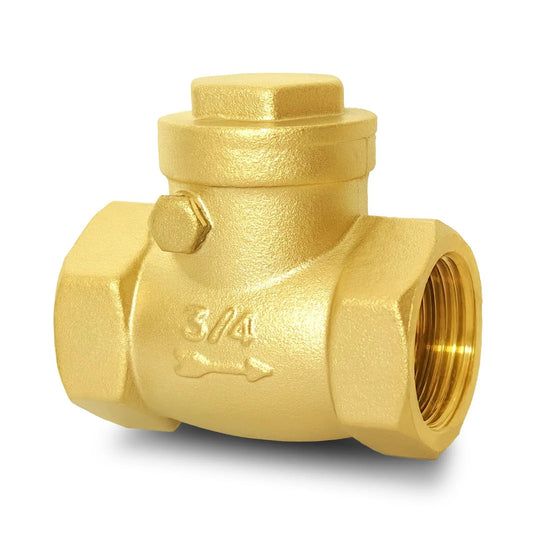 3/4 Inch NPT Brass Check Valve Non Return Swing One Way Backflow Preventer For Water Oil Gas Air, Horizontal Inline Valve 3/4 Inch DN20, Durable Explosion Proof Wear Resistant Construction With Easy Flow Control