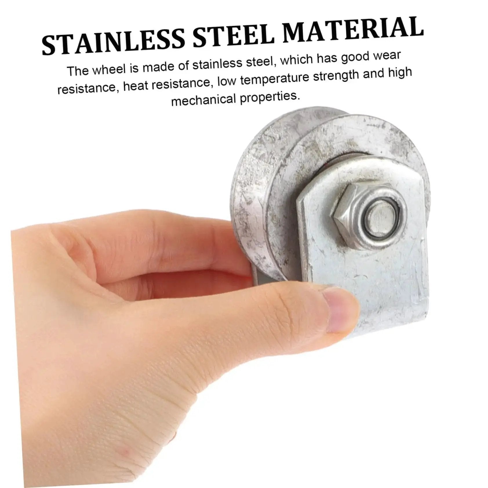 Hand holding stainless steel wheel highlighting strength and durability