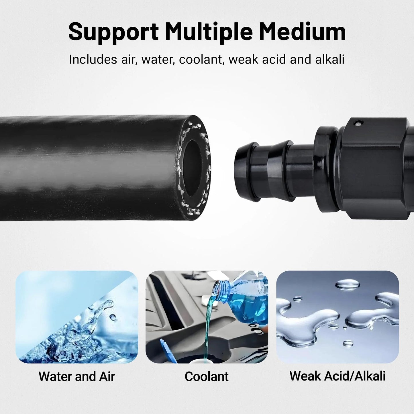 Five Eighth Inch Silicone Heater Hose For Car Radiator Coolant System For Your Ride shown with compatible connectors and media types.