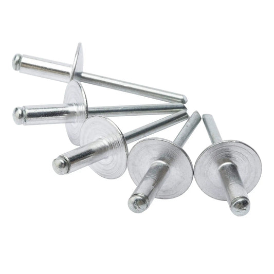 Heavy Duty Aluminum Blind Rivets Set for Metalworking and DIY Projects, 50 Pieces, 3 16 By 5 8 Inch Large Flange, 4.8 By 16mm Pop Rivets, Silver ISPINNER