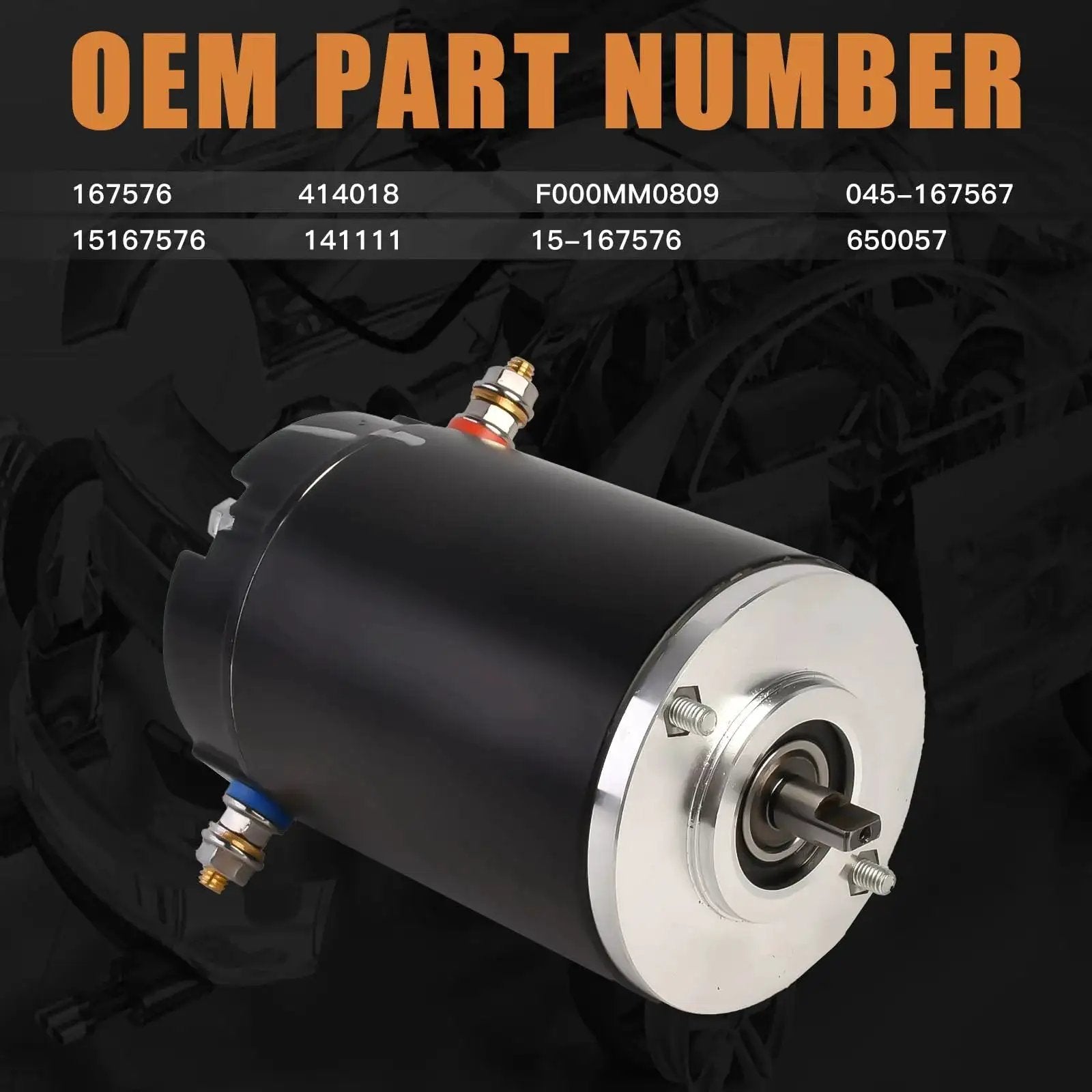 RV Hydraulic Pump Motor 12V For Lippert Leveling F000MM0809 in black casing with visible connectors and OEM numbers