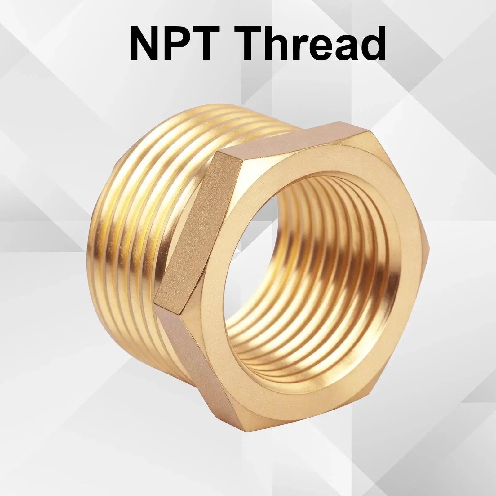Brass Reducer Hex Bushing Set 3 4 NPT Male To 1 2 NPT Female Heavy Duty Threaded Pipe Fittings showcased with NPT threading