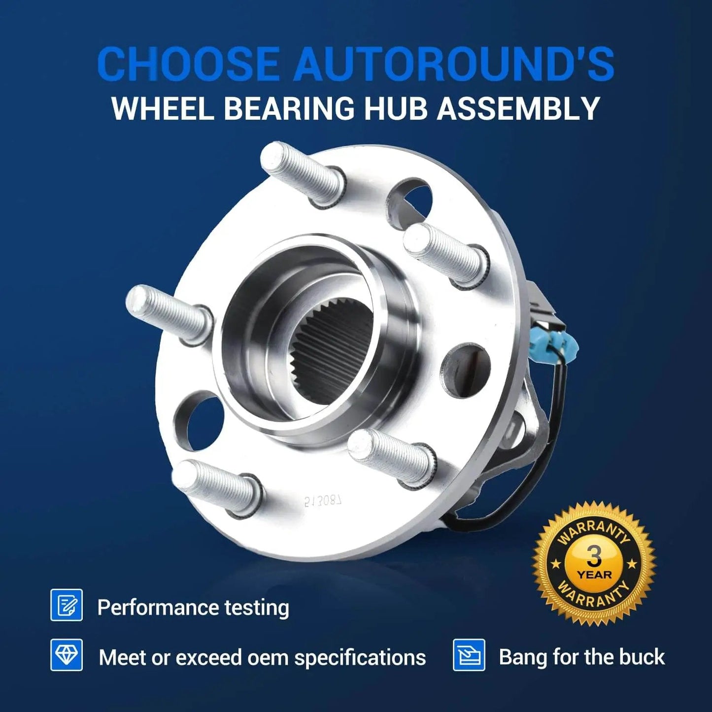 Front Wheel Hub Bearing Assembly 513087 5-Lug w/ ABS for Buick, Cadillac, Chevy, Oldsmobile, Pontiac
