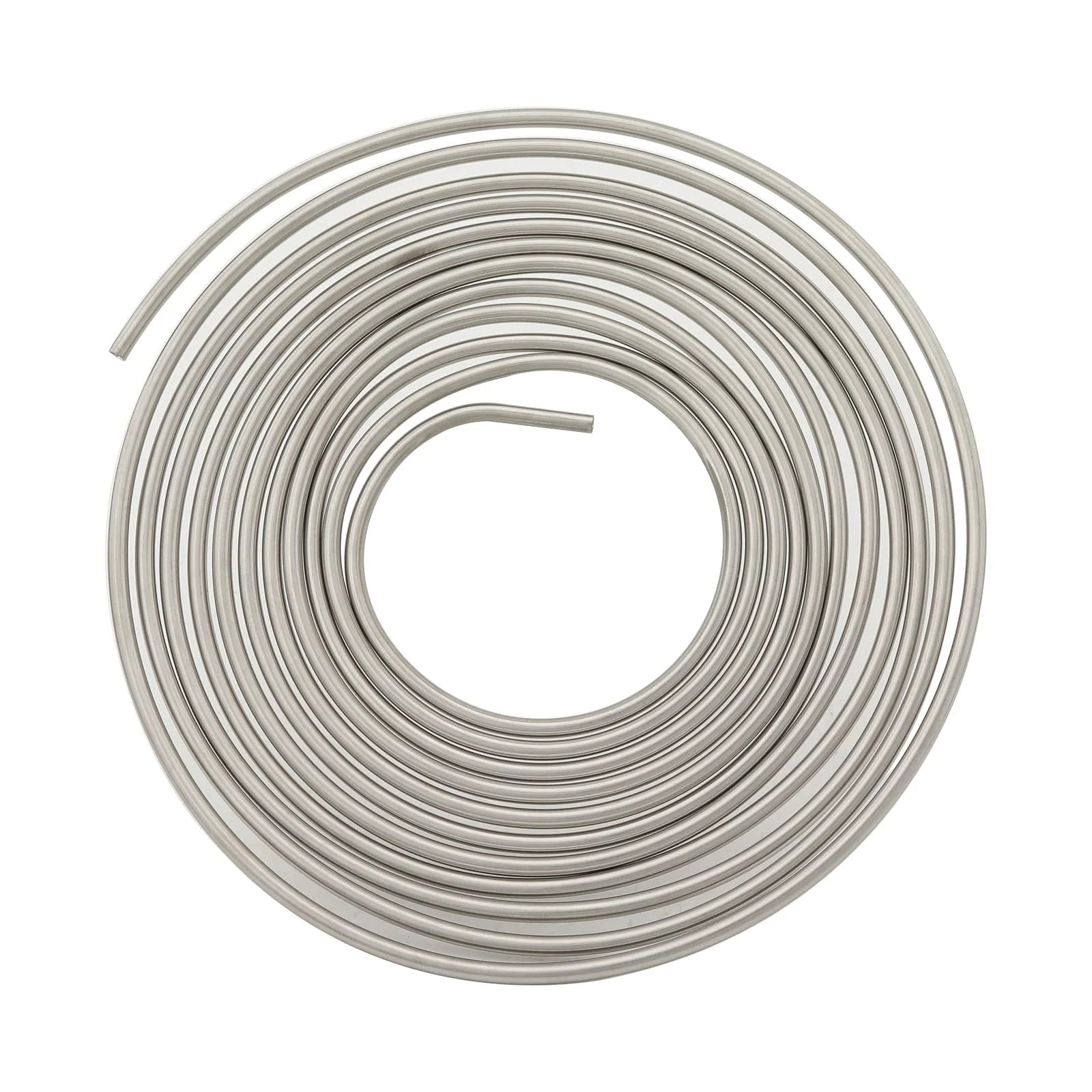 Coiled Quarter Inch Stainless Steel Brake Line, 16 Feet Long Hard Tubing, 304 Stainless Steel with 0.7mm Wall for Hydraulic Systems