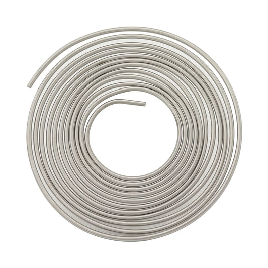 Coiled Quarter Inch Stainless Steel Brake Line, 16 Feet Long Hard Tubing, 304 Stainless Steel with 0.7mm Wall for Hydraulic Systems