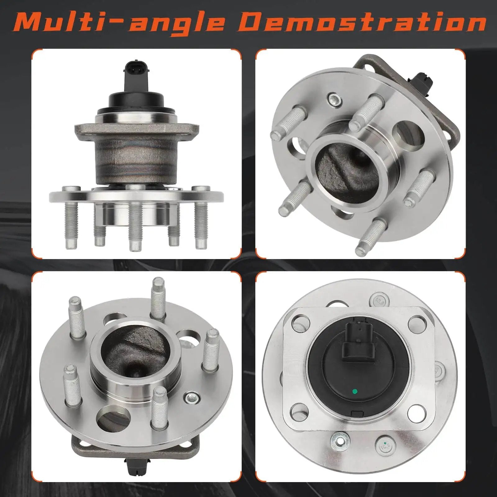 Multi-angle view of Rear Wheel Hub & Bearing Assembly Pair for Buick LeSabre/Lucerne/Park Avenue/Riviera, Cadillac, ABS compatible