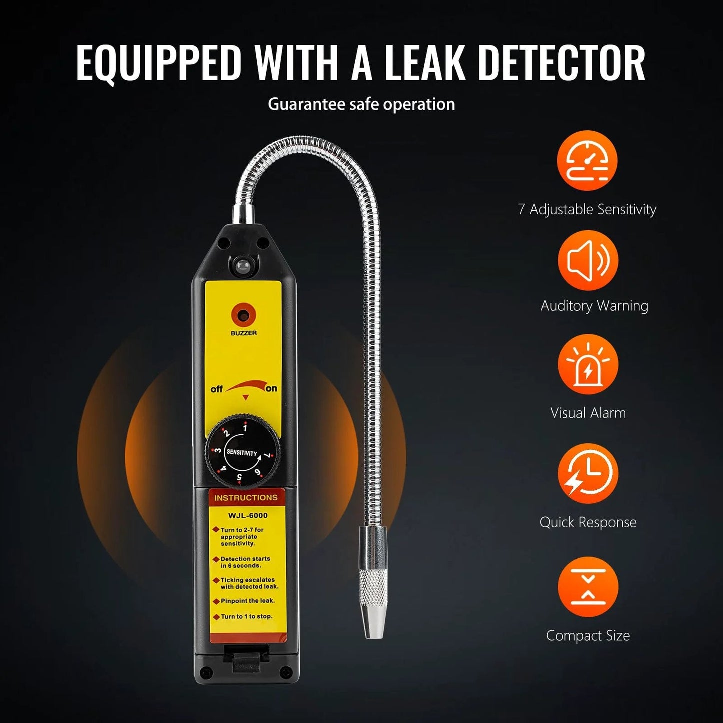 HVAC Vacuum Pump And Gauge Kit With Leak Detector For Mini Split And Auto Systems, Pro Grade 4.5 CFM 1/3 HP, handheld leak detector