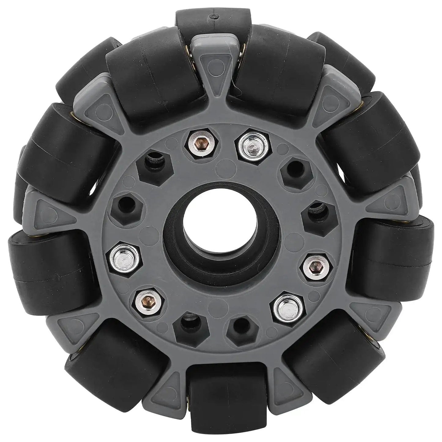 Omni Wheel 100mm Double Plastic Robot Wheel With 360 Degree Movement and Kickass Rubber Rollers Nylon and Brass Bearings 20 Kg Load