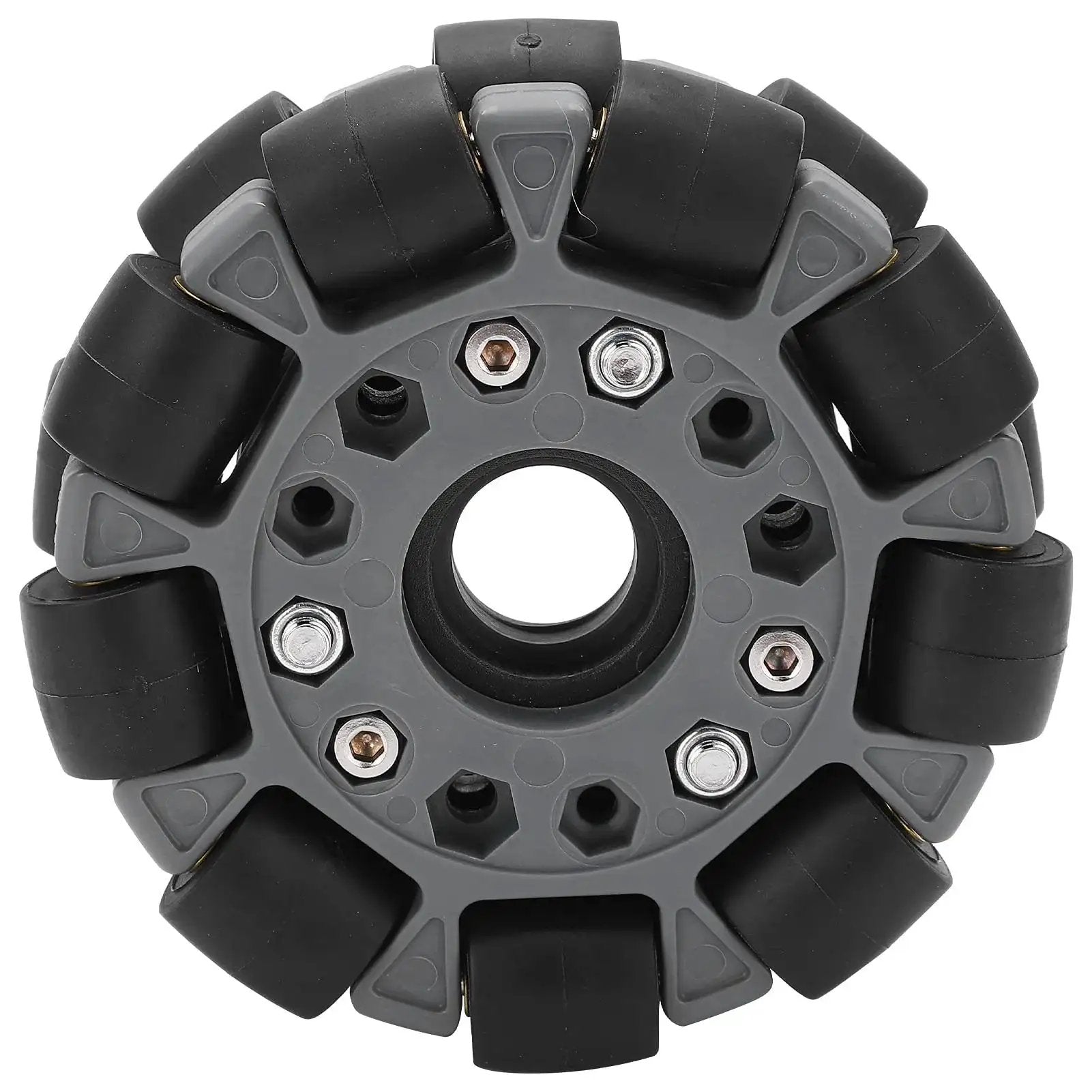 Omni Wheel 100mm Double Plastic Robot Wheel With 360 Degree Movement and Kickass Rubber Rollers Nylon and Brass Bearings 20 Kg Load