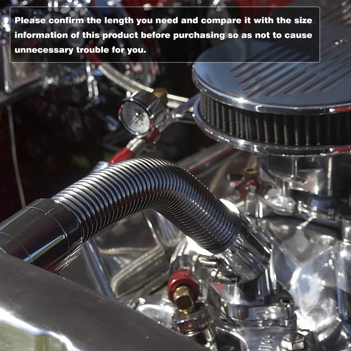 Universal 48 Inch Stainless Steel Radiator Hose Kit With Flexible Coolant Water Hose And Four Clamps Black For Easy DIY Install And Pro Grade Fit To Keep Your Cooling System Flexible And Ready installed in car engine