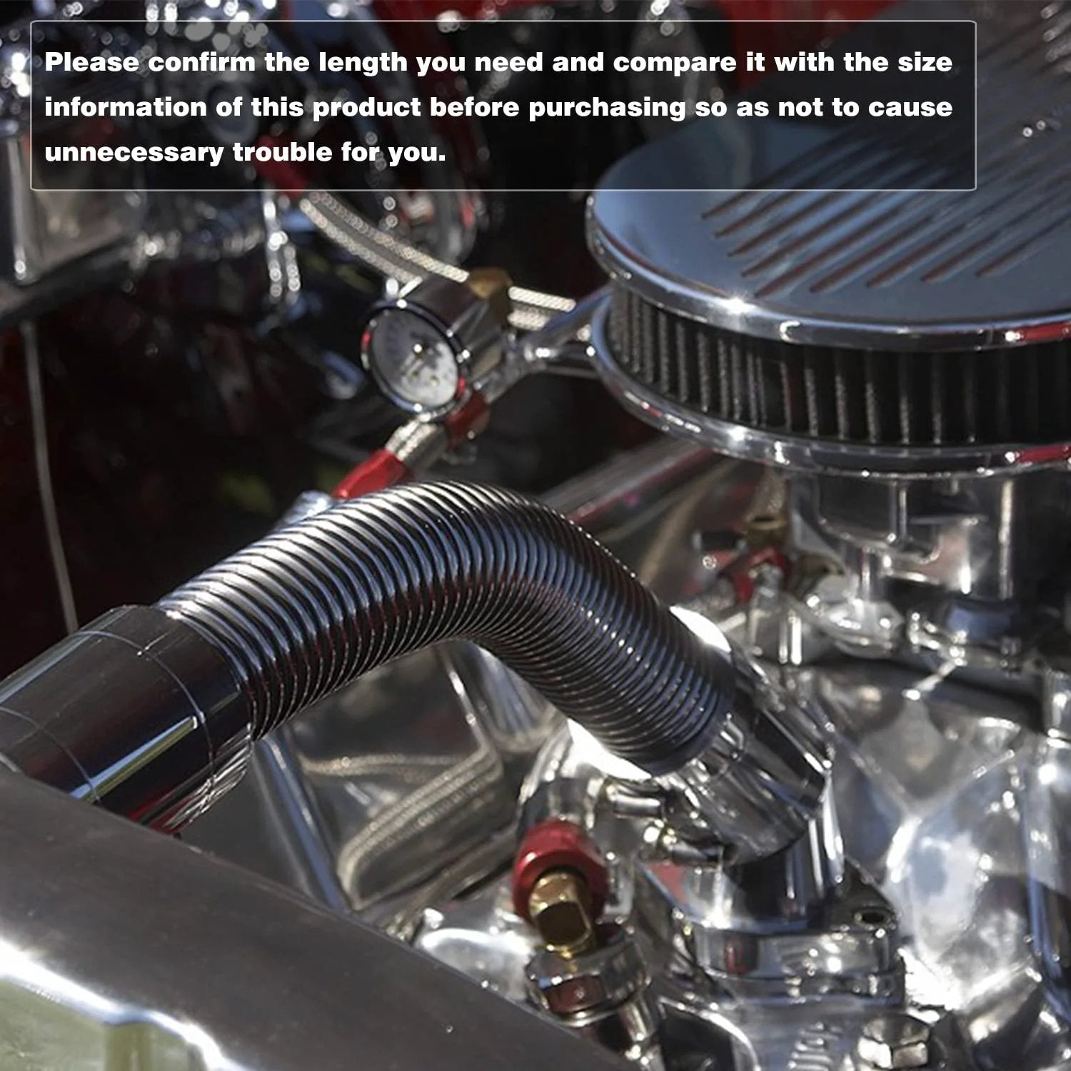 Universal 48 Inch Stainless Steel Radiator Hose Kit With Flexible Coolant Water Hose And Four Clamps Black For Easy DIY Install And Pro Grade Fit To Keep Your Cooling System Flexible And Ready installed in car engine